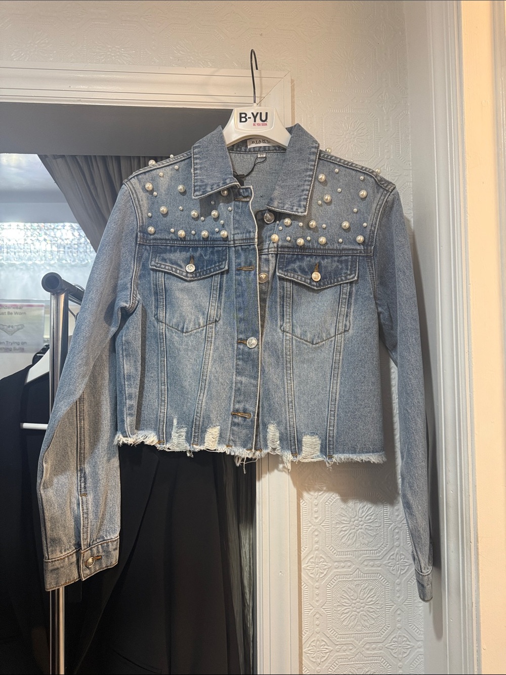 Bianco Studded Light Blue Denim Jacket - Women
